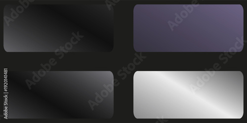 Aluminum foil. silver metal texture gradient background set. Vector shiny metallic gradients for border, frame, ribbon, label design.