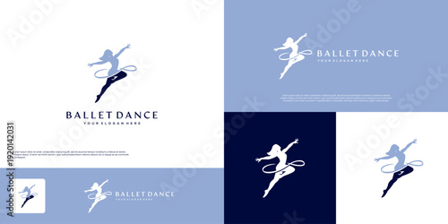 logo of a woman dancing ballet, healthy lifestyle, physical activity, vector graphic design.