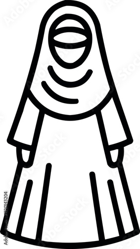 A woman wearing a burqa for eid al fitr on transparent background