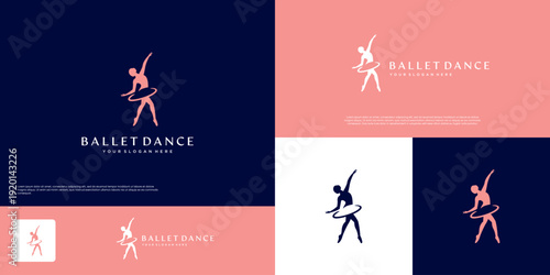 ballet dance training logo, beauty of art, health, vector design template.
