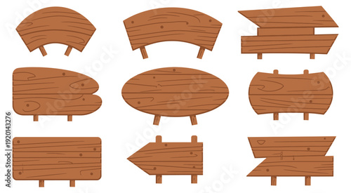 Wooden Signboard Vector Illustration with Rustic Arrows and Boards