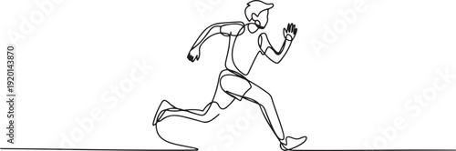 Single continuous line drawing of young agile man runner run relax. Individual sport with competition concept. Trendy one line draw design. one line Icon drawing