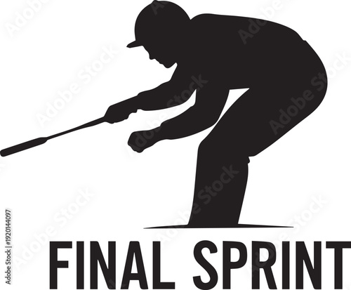 Jockey silhouette illustration final sprint text isolated on transparent background vector