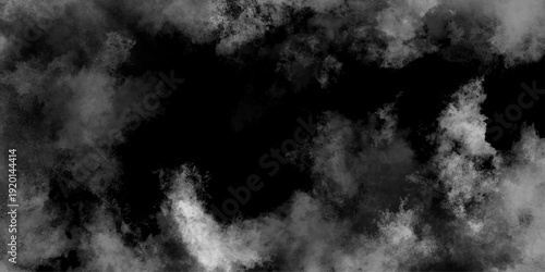 Abstract ash cloud and smoke texture in dark background. White Black fog effect transparent smoke isolated dark dramatic sky with black stormy clouds. Grunge creative and decorative fractal smoke art