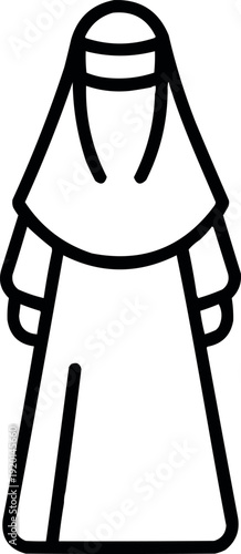 Muslim woman dress icon, symbolizing traditional islamic clothing and modesty, elegant design element