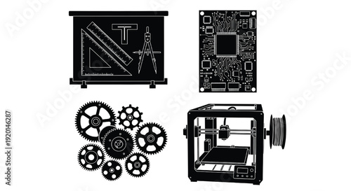 A collection of engineering and technology design elements