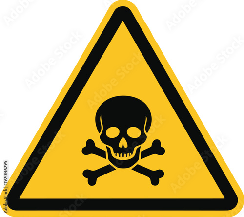 toxic skull and crossbones warning sign Poisonous Substance hazard, triangle symbol