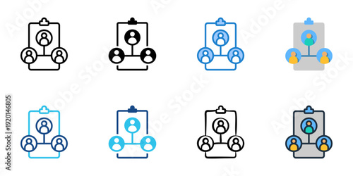 Workforce icons set multiple style collection. Editable stroke 
