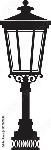 Black column with ornate base a striking silhouette on transparent background