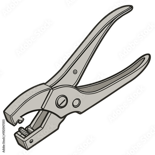 Illustration of a Hand Punch Tool, Metal Tool for Creating Holes in Materials
