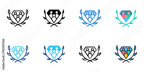 Organizational Culture icons set multiple style collection. Editable stroke 
