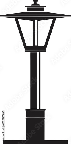 Minimalist black silhouette of a classic lamp on transparent background