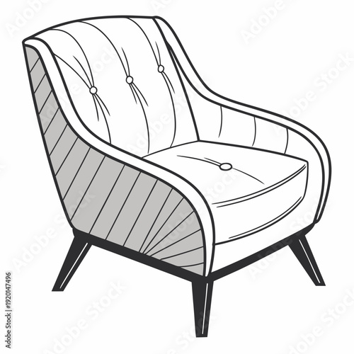 Stylish Mid-Century Modern Armchair with Tufted Upholstery and Elegant Design for Home Decor and Living Spaces