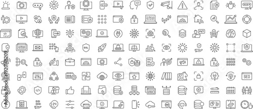 Information Technology web icon set. Network, web design, website, computer, software, progress,programming, data, internet, collection. Vector