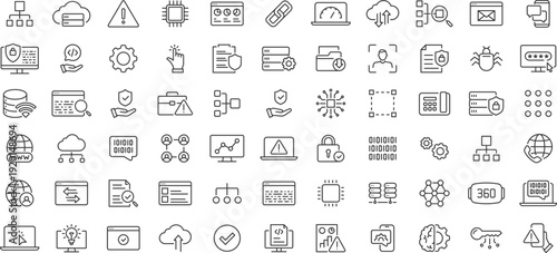 Information Technology web icon set. part 2. Network, web design, website, computer, software, progress,programming, data, internet, collection. Vector