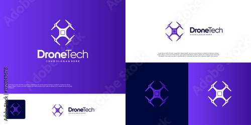 logo with aviation concept, remote control, modern technology, vector graphic template.