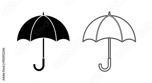Two umbrellas, one black and one white, on a clear background, vector illustration Vector