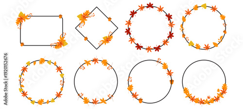 Autumn Leaves Circle and Geometric Frame Collection