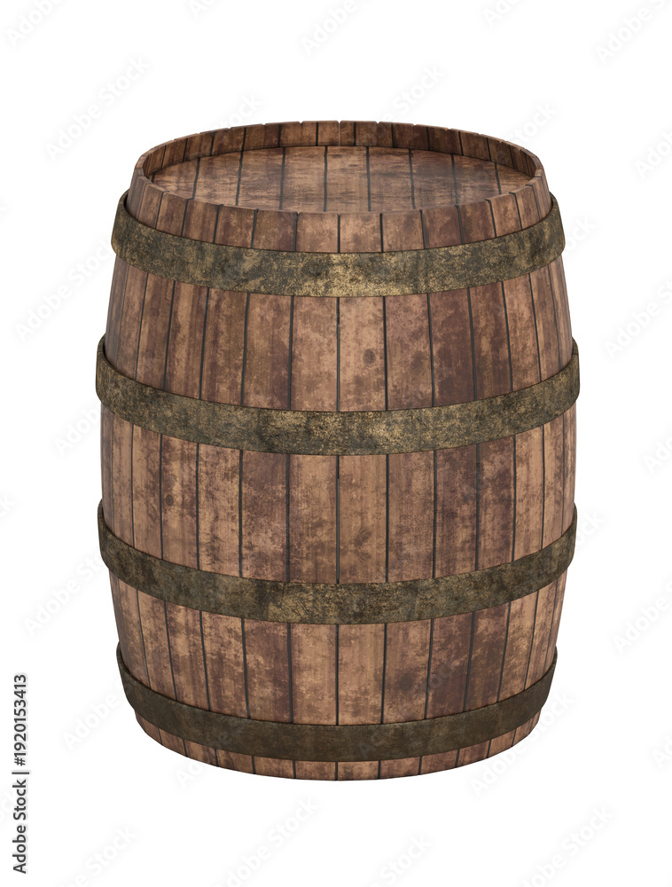 Obraz premium Wine barrels isolated on transparent background. 3D illustration