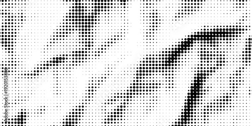 Halftone crumpled paper texture. Old creased paper page wallpaper. Dotted rough wrinkled background. Comic pop art grainy overlay. Aged damaged gritty page in cartoon style. Vector crumpled surface