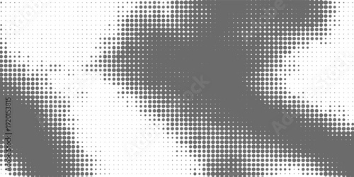 Grunge halftone gradient background. Faded grit noise texture. White and black sand wallpaper. Retro pixelated backdrop. Anime or manga style comic overlay. graphic design textured template modern