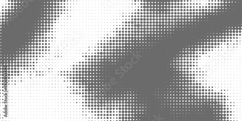 Grunge halftone gradient background. Faded grit noise texture. White and black sand wallpaper. Retro pixelated backdrop. Anime or manga style comic overlay. graphic design textured template modern