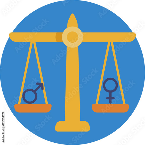 The balance scale represents fairness, equal rights, and justice for all genders.