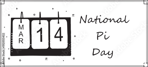 National Pi Day calendar illustration with March 14 date pi symbols math celebration awareness campaign vector design