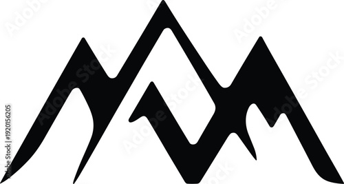 Black abstract mountain peaks on white background mountains summit