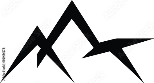 Black abstract mountain peaks on white background summit