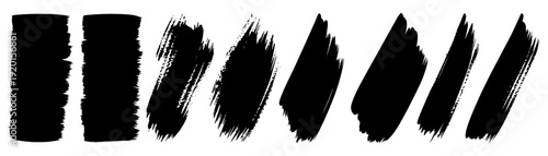 Black paint brush strokes collection isolated on white background grunge set