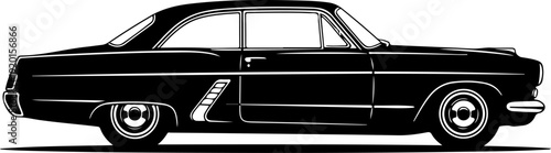 vintage car isolated on white silhouette