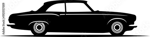 vintage car isolated on white silhouette