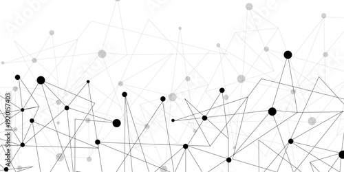 Technology abstract white digital background of connected dot with black line .many squares and rectangle shapes .Internet connection network high digital technology with connecting points and