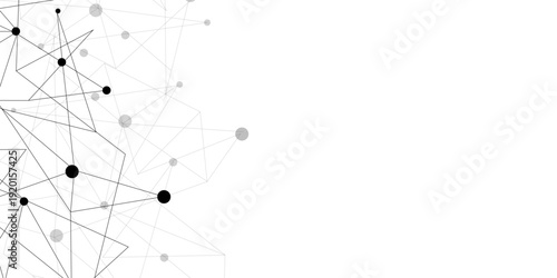 Technology abstract white digital background of connected dot with black line .many squares and rectangle shapes .Internet connection network high digital technology with connecting points and