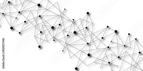 Technology abstract white digital background of connected dot with black line .many squares and rectangle shapes .Internet connection network high digital technology with connecting points and