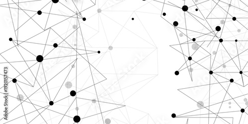 Technology abstract white digital background of connected dot with black line .many squares and rectangle shapes .Internet connection network high digital technology with connecting points and