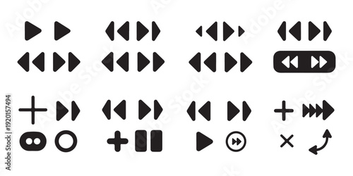 Abstract symbols and icons for media playback navigation and control functions in digital interfaces