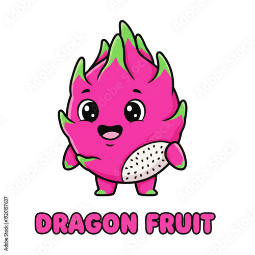 A cartoon depicting a dragon fruit with the text "Dragon fruit" in the image.