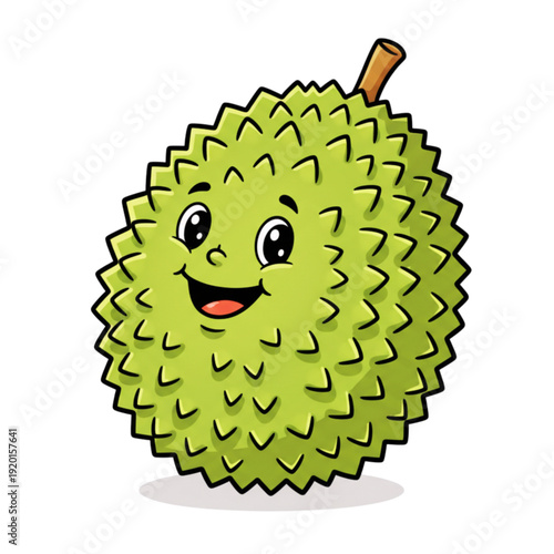 A cartoon illustration of durian, the queen of fruits in Thailand.