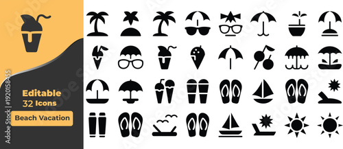 Beach vacation set summer travel