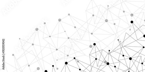 Technology abstract white digital background of connected dot with black line .many squares and rectangle shapes .Internet connection network high digital technology with connecting points and