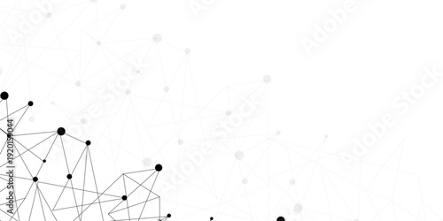 Technology abstract white digital background of connected dot with black line .many squares and rectangle shapes .Internet connection network high digital technology with connecting points and