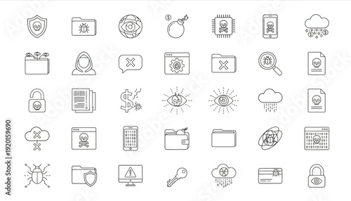 Security icons illustrate various symbols and objects related to protection and safety.