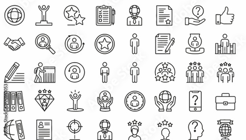 Collection of various business and technology icons in a grid layout on a white background