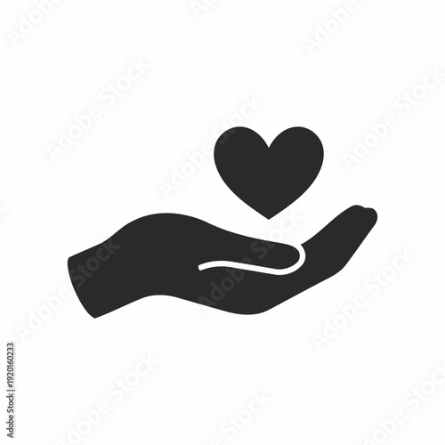 A hand holds a heart symbolizing love and care in a simple graphic.