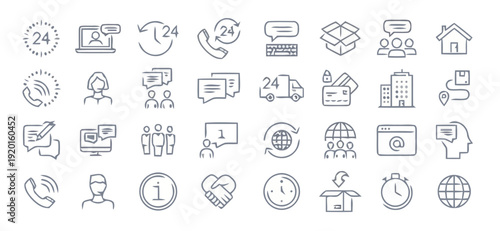 Various communication and technology icons displayed on a clean surface