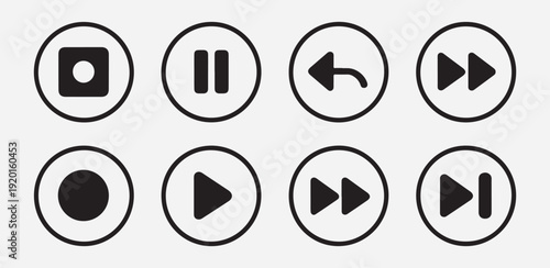 Round multimedia buttons vector illustration. player button design element. ui ux graphic elements for web apps