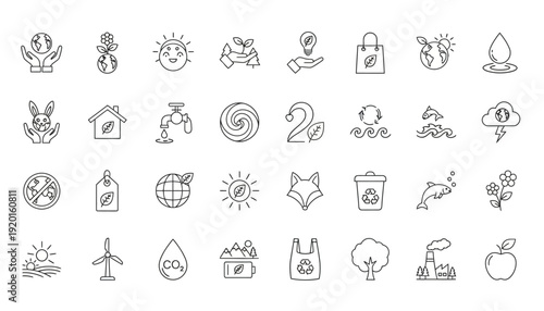 Various eco-friendly icons illustrate sustainable living concepts in a JSD context