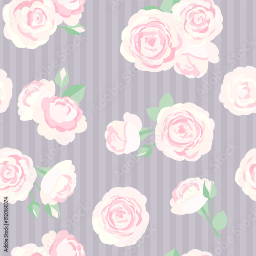 ピンクのバラのレトロなシームレスパターン